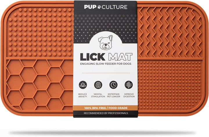 Orange Dog Lick Mat for Pup Enrichment