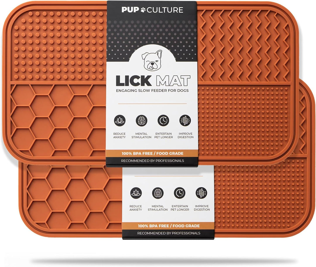 Orange Dog Lick Mat for Pup Enrichment