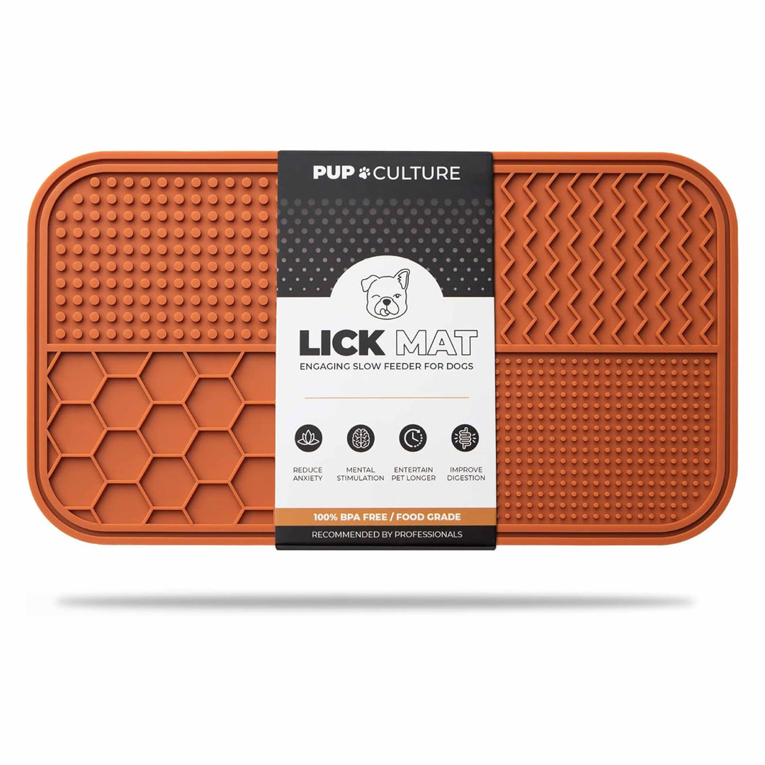 Orange Dog Lick Mat for Pup Enrichment