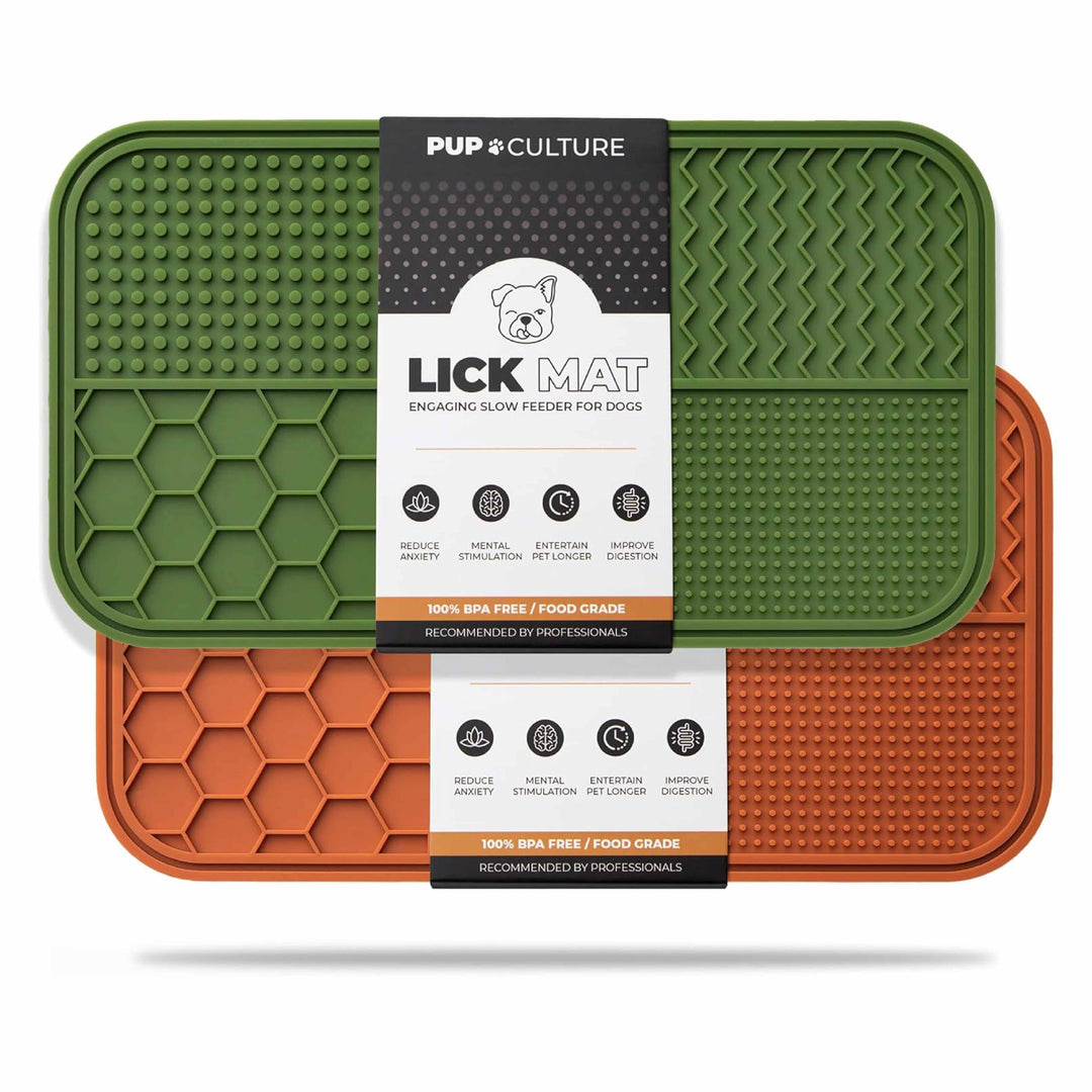 Green & Orange Dog Lick Mat for Pup Enrichment#color_green-orange